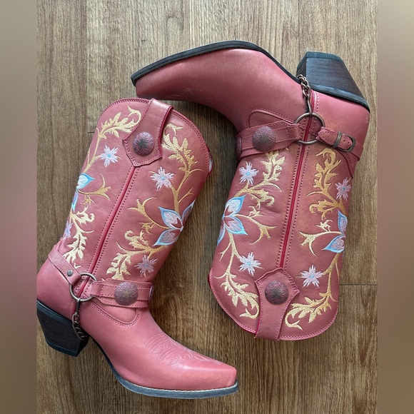 Durango Shoes - Durango Embroidered Leather Harness Western Boots